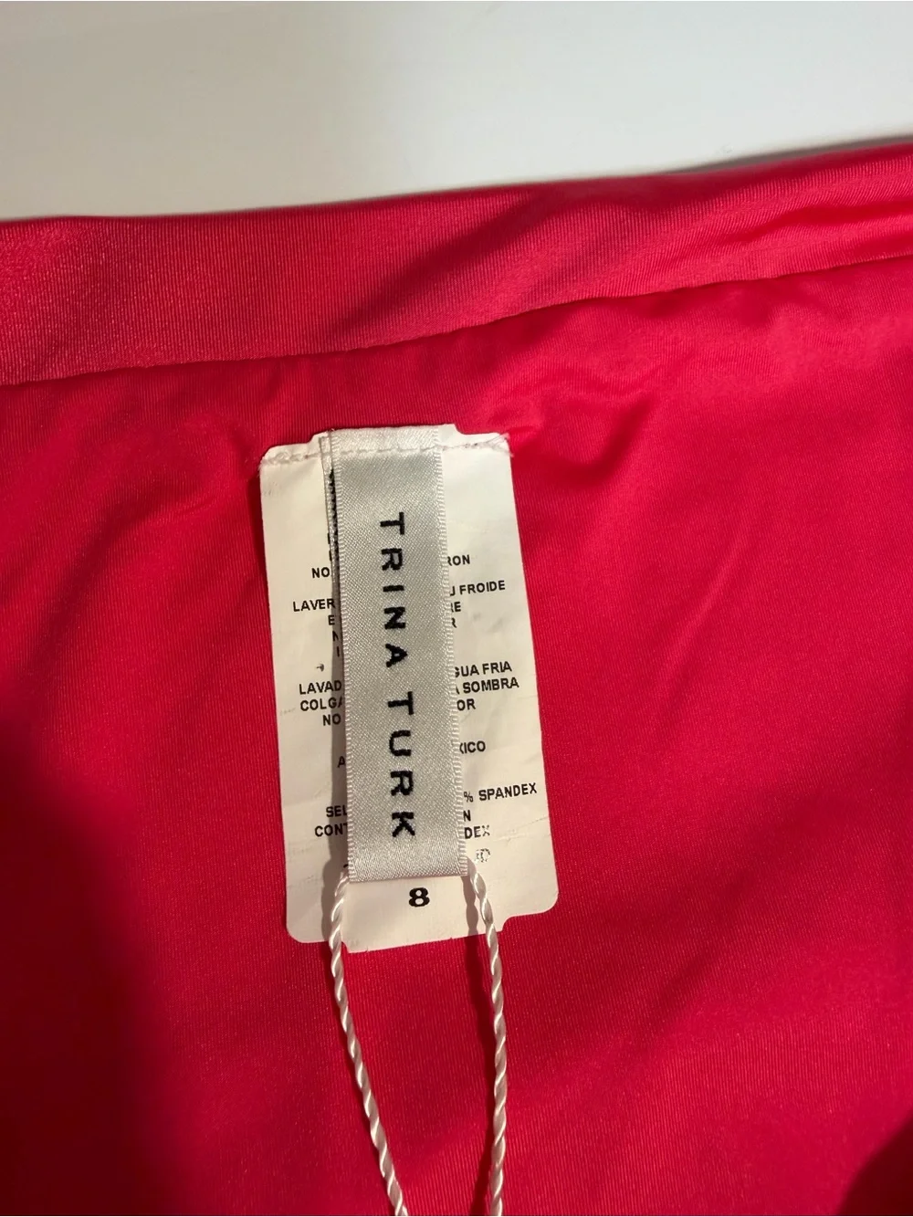 Trina Turk Monaco Solids High Waist Bikini Bottom Geranium Pink Size 8 NWT
